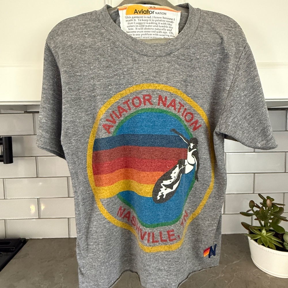 Aviator Nation Kids Gray Rainbow Graphic Tee